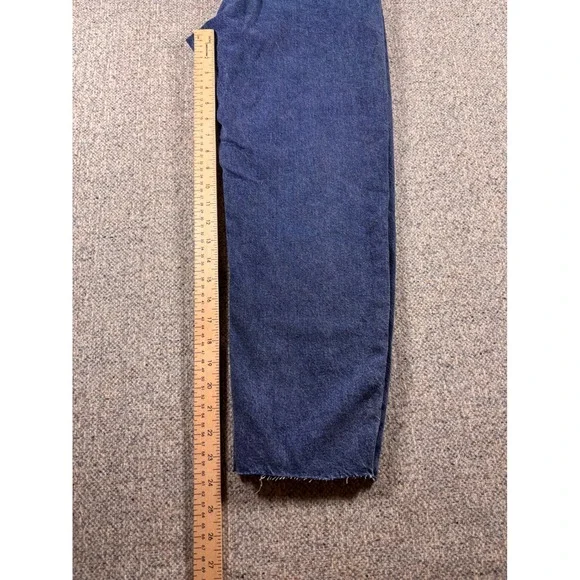 ZARA Womens Denim Jeans Paperbag Waist Cropped Raw Hem Med Wash Size 0 - Picture 8 of 9